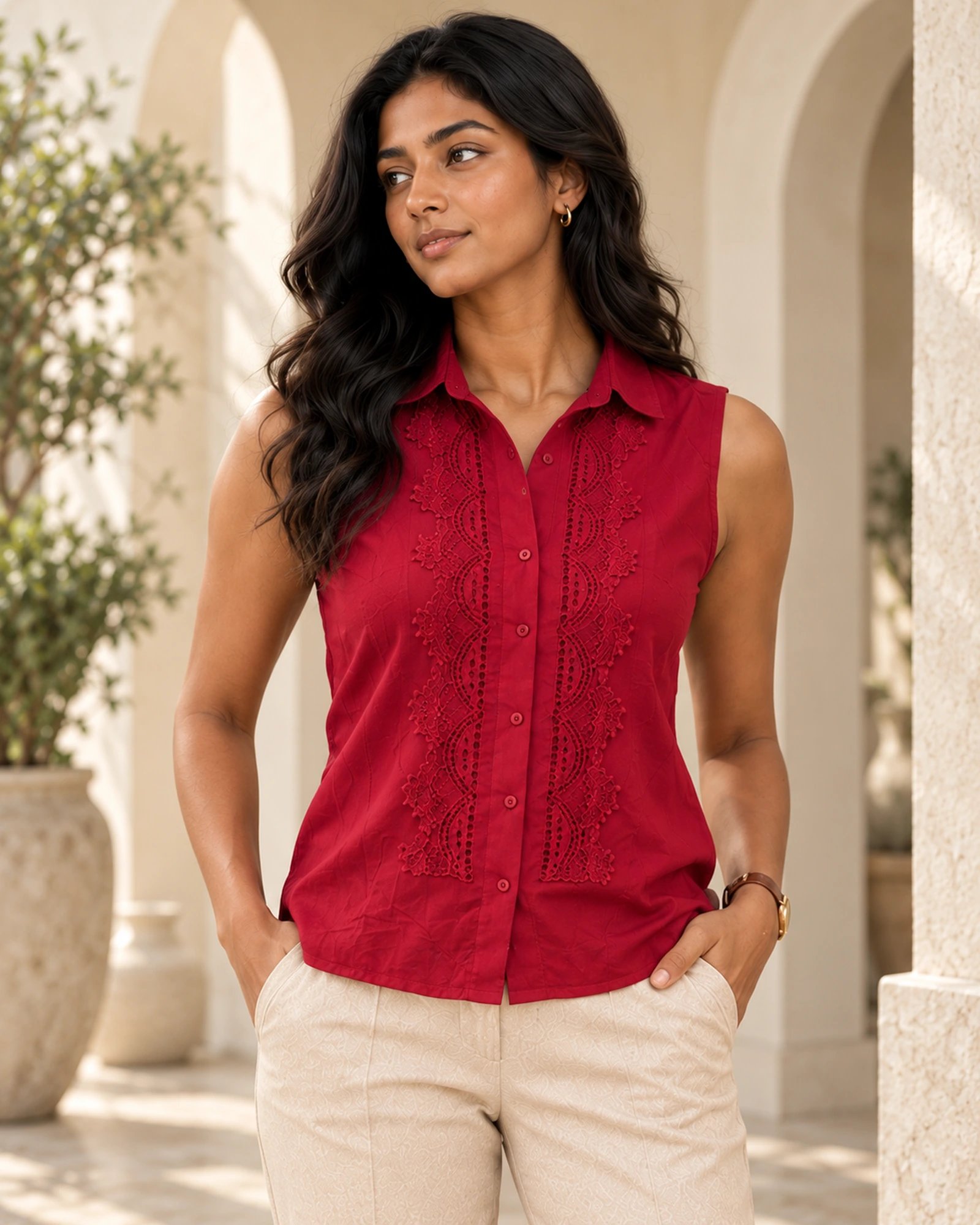 Ally Cotton Mixed Linen Crop Top - Image 4