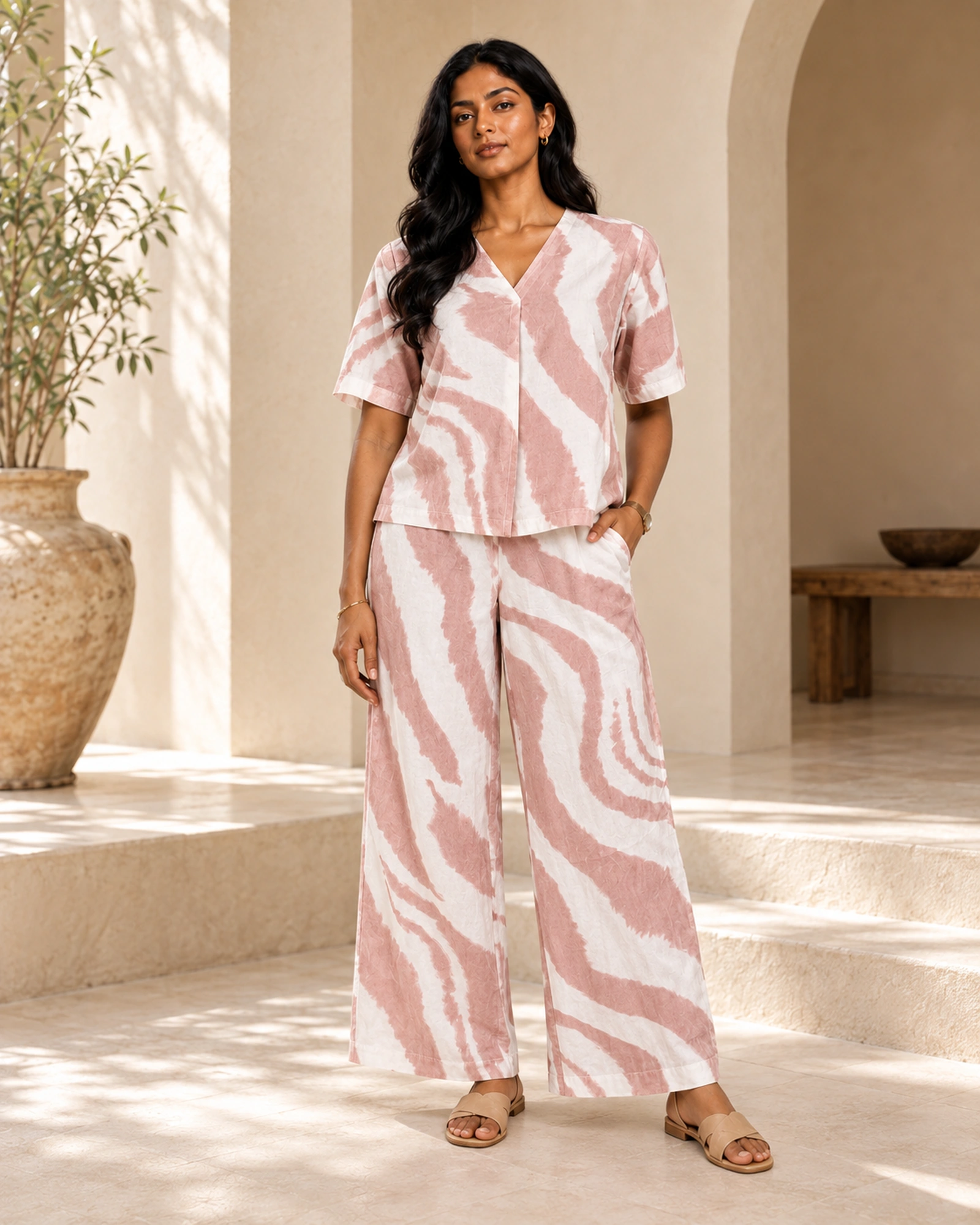 Mona Two Pieces Set Cotton Mixed Wrick Wrack Printed - Image 4