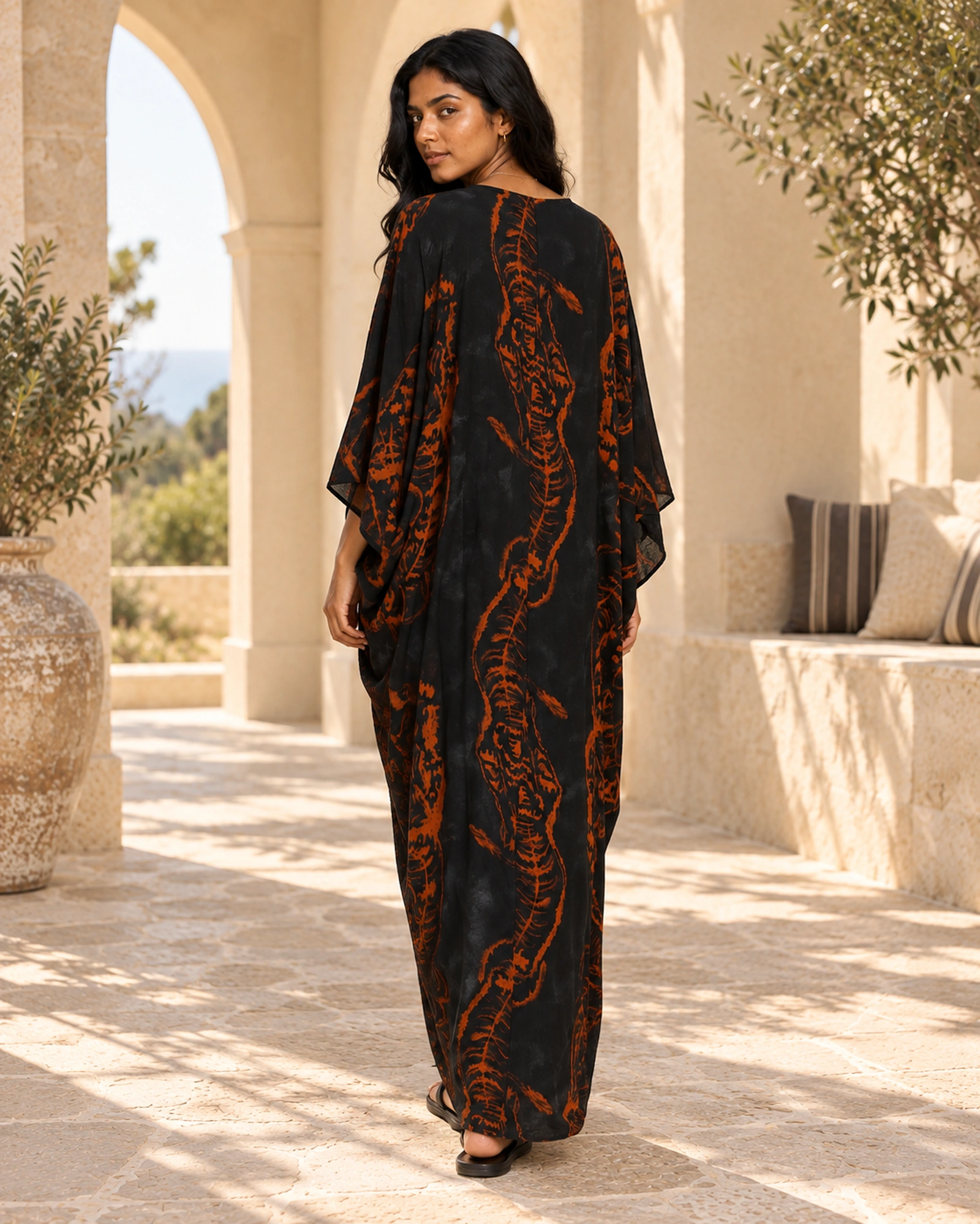 Ruby-Deep V Neck Elegant Kaftan Dress - Image 2